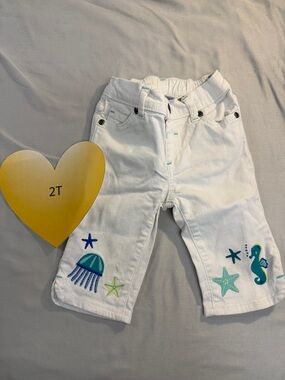 Gymboree - White Kids' Jeans with Embroidered sealife design